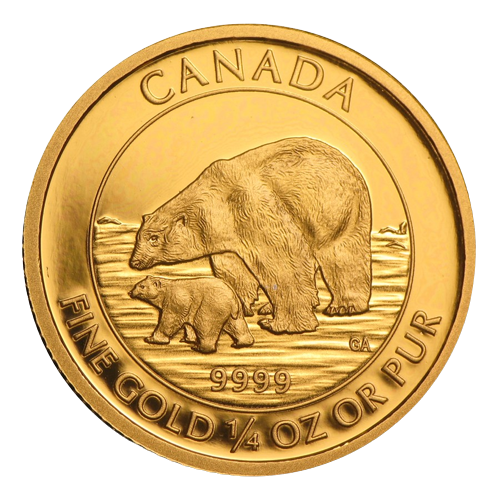 2015 Royal Canadian Mint Polar Bear & Cub 1/4 oz Gold Coin BU