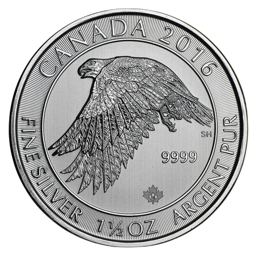 2016 Royal Canadian Mint Snow Falcon 1.5 oz Silver Coin BU