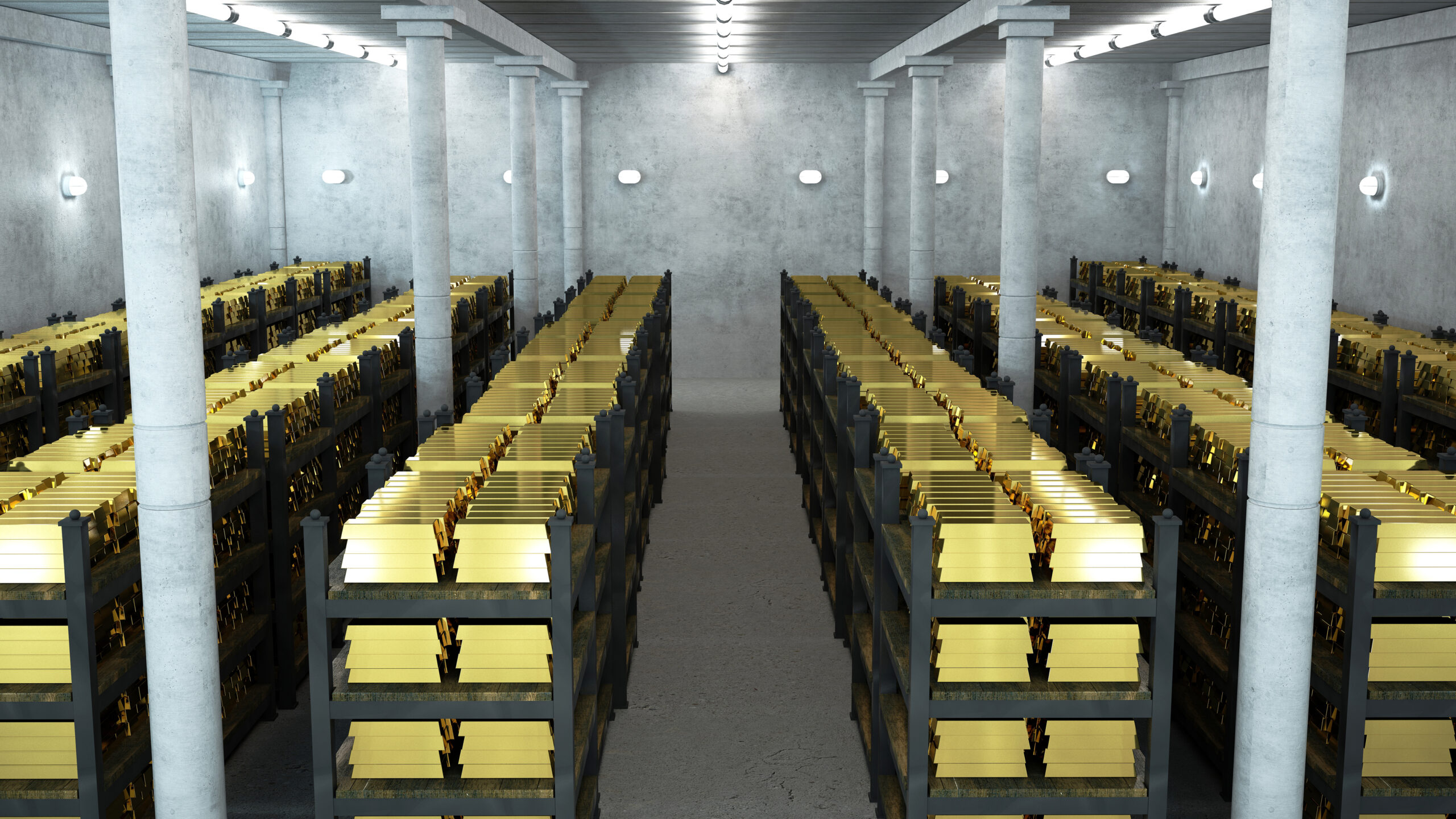 bank vault with gold bars