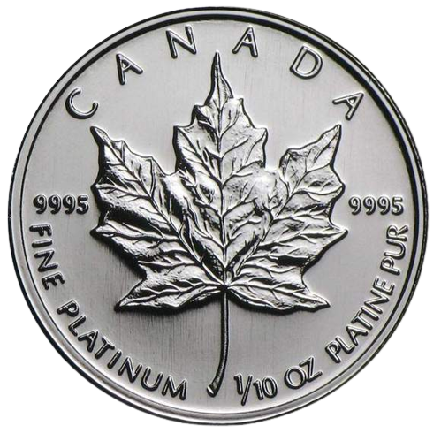 Canadian Maple Leaf 1/10 oz Platinum Coin BU