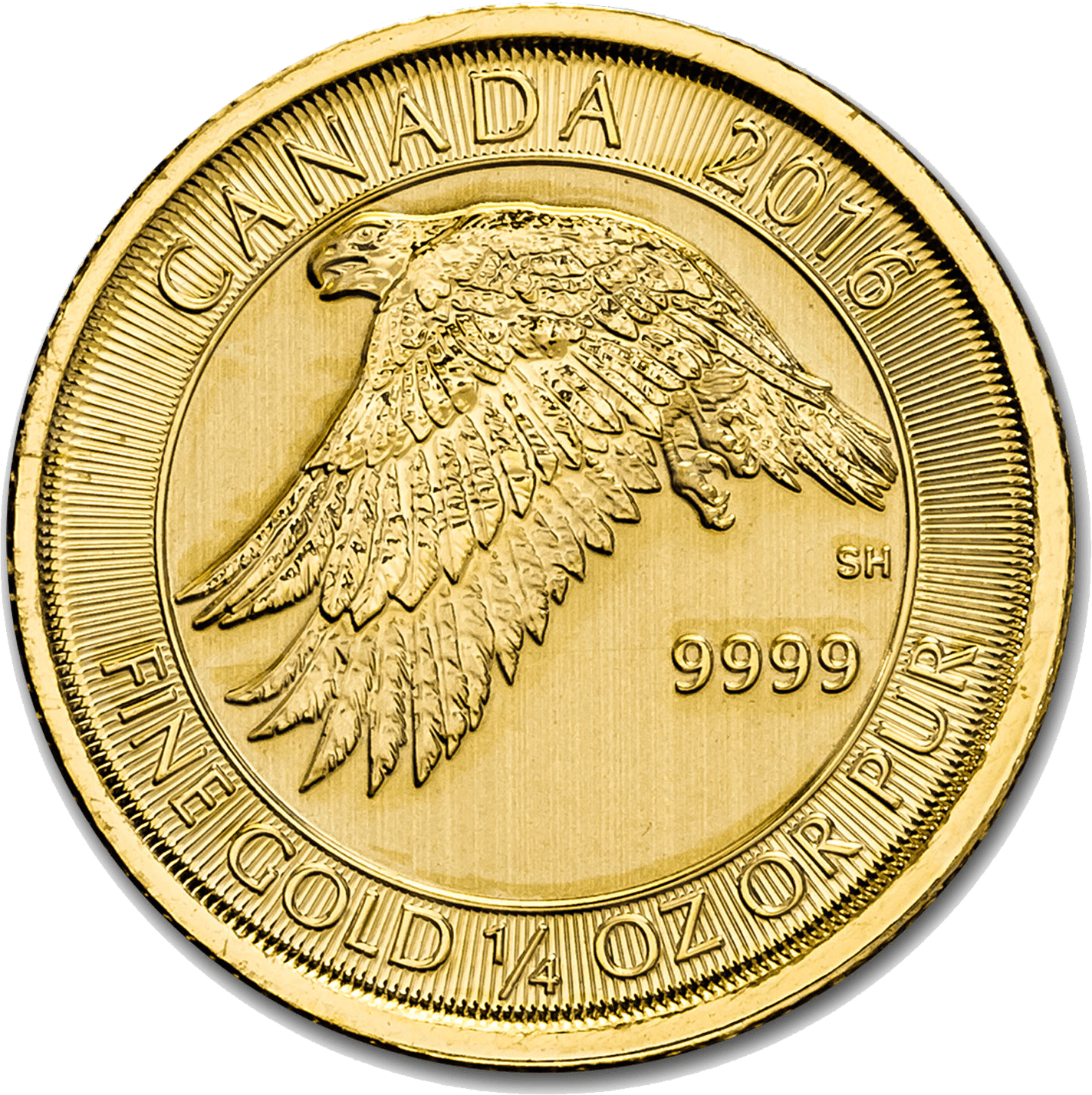 2016 Royal Canadian Mint Snow Falcon 1/4 oz Gold Coin BU